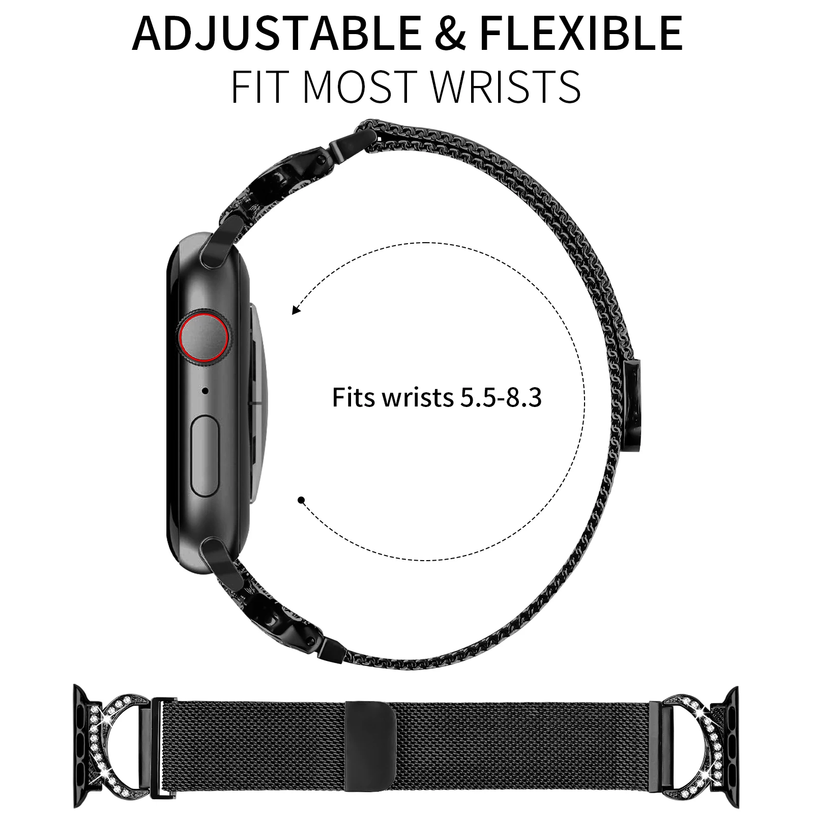 Milanese Loop For Apple Watch Strap 46mm 44mm 45mm 40mm 42mm 41mm 38mm 49mm Bracelet iWatch Series10 Ultra 2 9 8 SE 7 6 5 4 Band