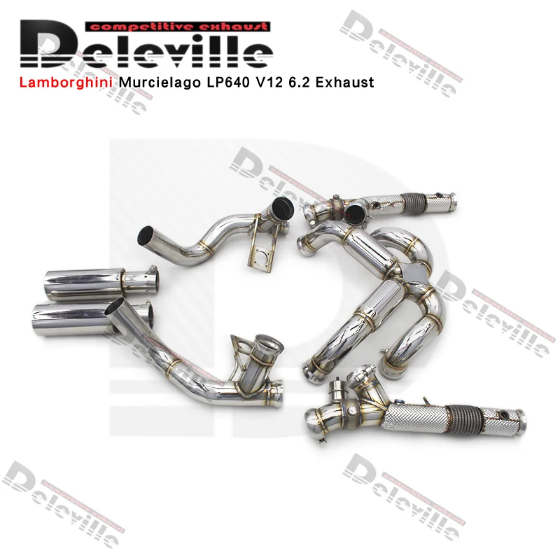 YD Valvetronic Exhaust Pipes For Lamborghini Murcielago LP640 V12 6.2 2007-2010 Stainless Steel Catback With Straight Downpipe