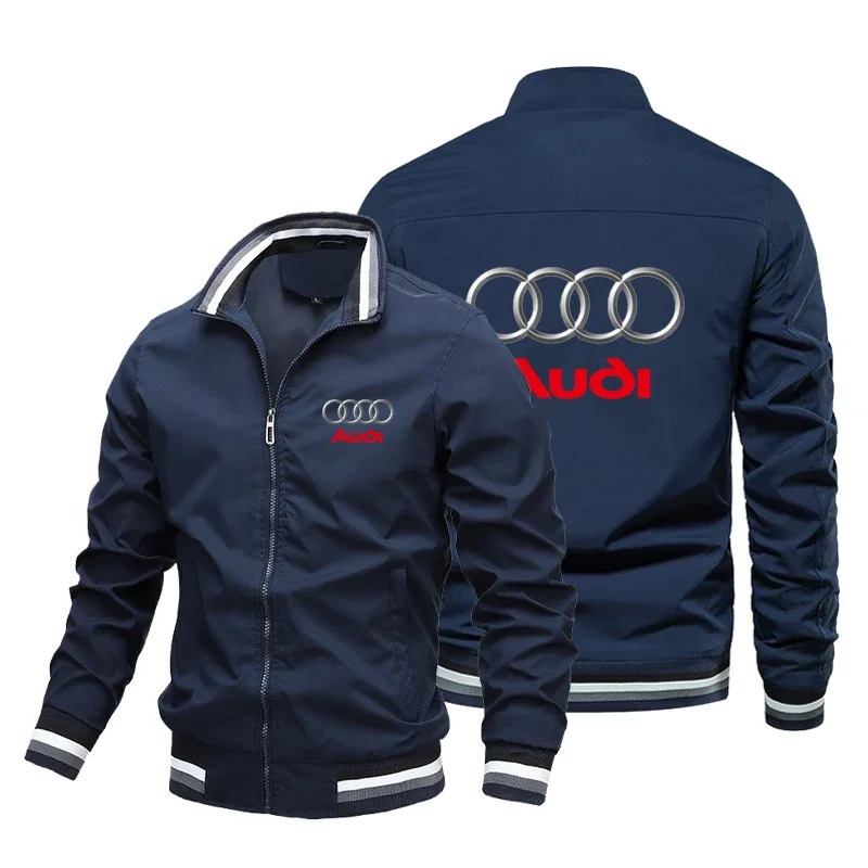 Men's Motorcycle Jackets Audi A6 A8 RS Car Logo Jacket Fashion Windbreaker Oversized Casual Racing Biker Jacket Men's Clothing