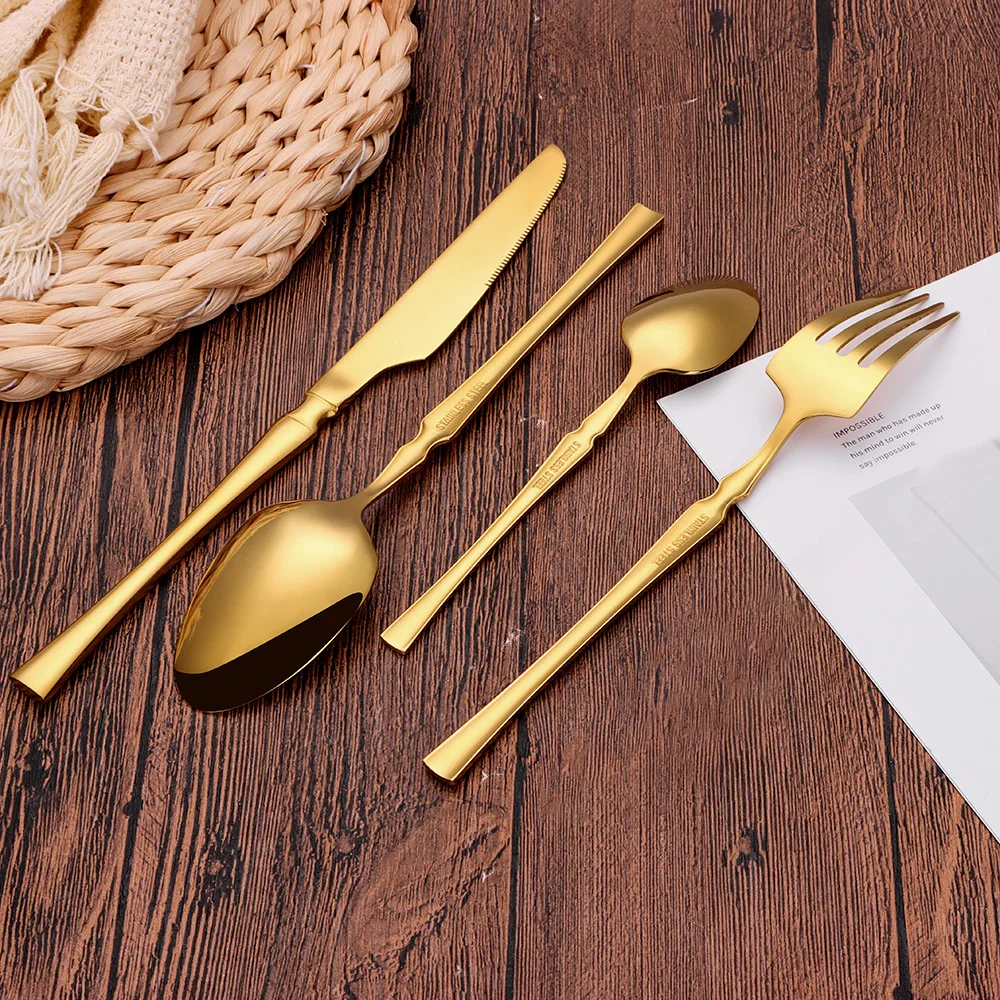 4/8/12/16/20Pcs Gold Cutlery Stainless Steel Thin Tableware Western Dinner Set Sliver Knife Fork Spoon Mirror Kitchen Utensils