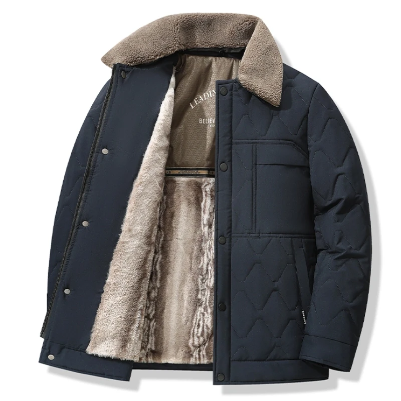 

Winter Parkas Warm Thickened Solid Color Jacket Coat Mens Cotton Thicken Warm Windproof Thermal Jacket High Quality Clothing