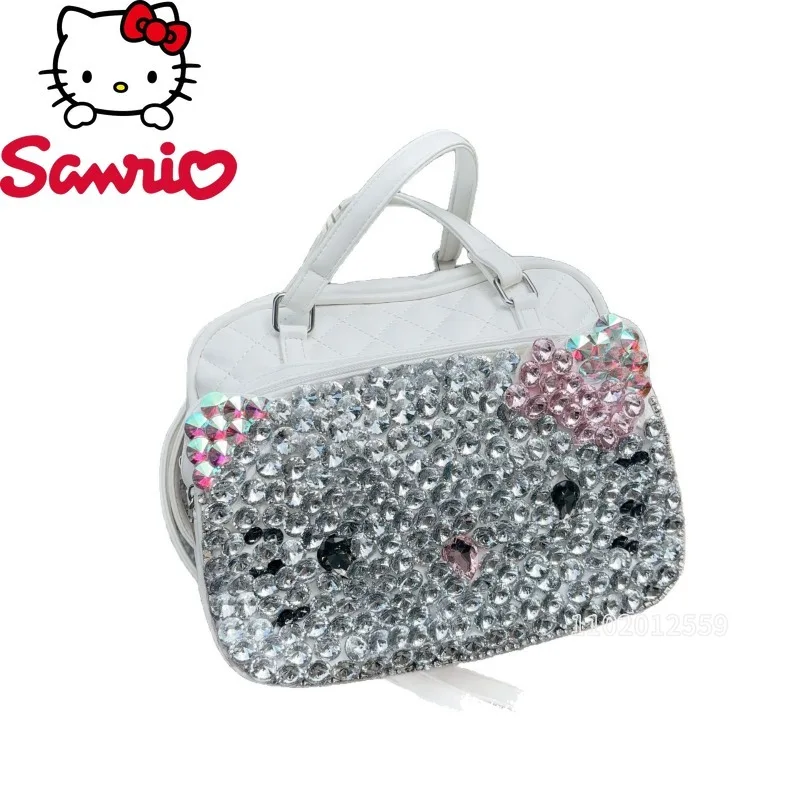  Hello Kitty New Fashion Diamond Backpack Cartoon Cute Women's Diamond Backpack Large Capacity Casual Women's Backpack