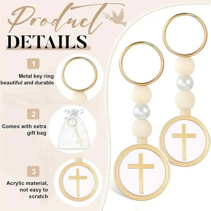 1/5/10/20/50/100pcs Gift for Her/Him s First Holy Communion Gift Set Includes 10 Pendant Rosary Keychains and 10 Baptism White G