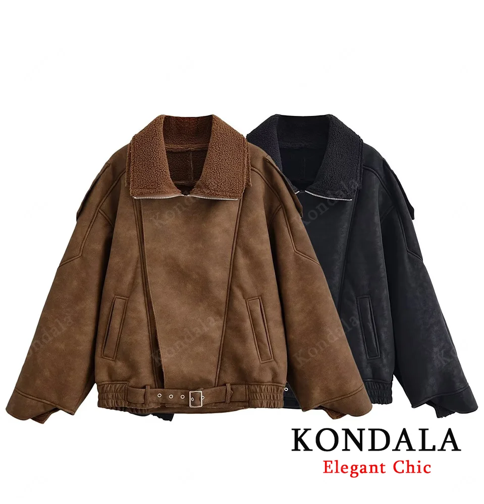 

Женское осенне-зимнее теплое коричневое флисовое пальто с лацканами, свободная куртка на молнии с флисовой подкладкой, модное винтажное женское толстое пальто 2025 г.