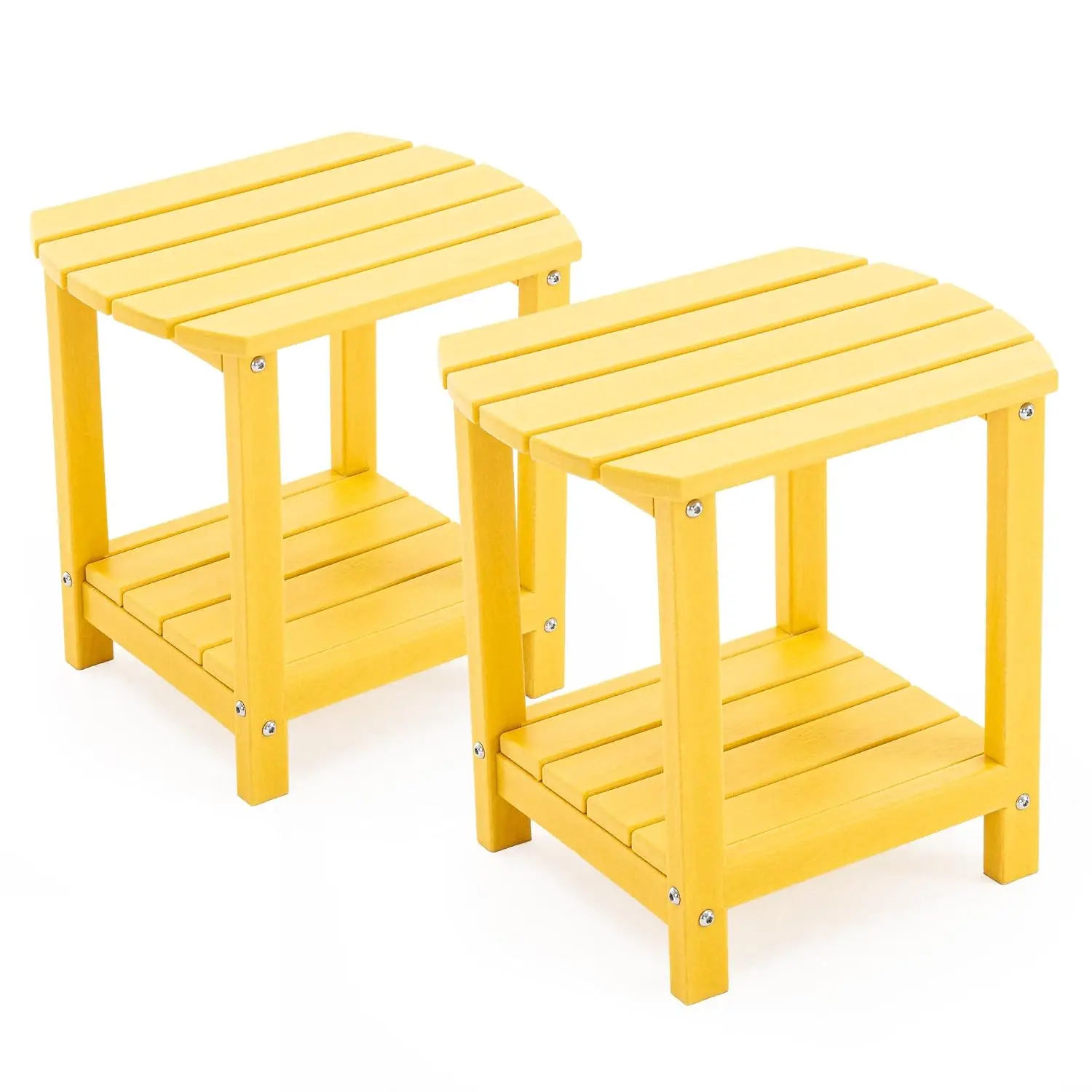 Small Outdoor Side Table - Weatherproof HDPE Patio End Table with 2-Tier Storage for Firepit, Balcony,, Customized