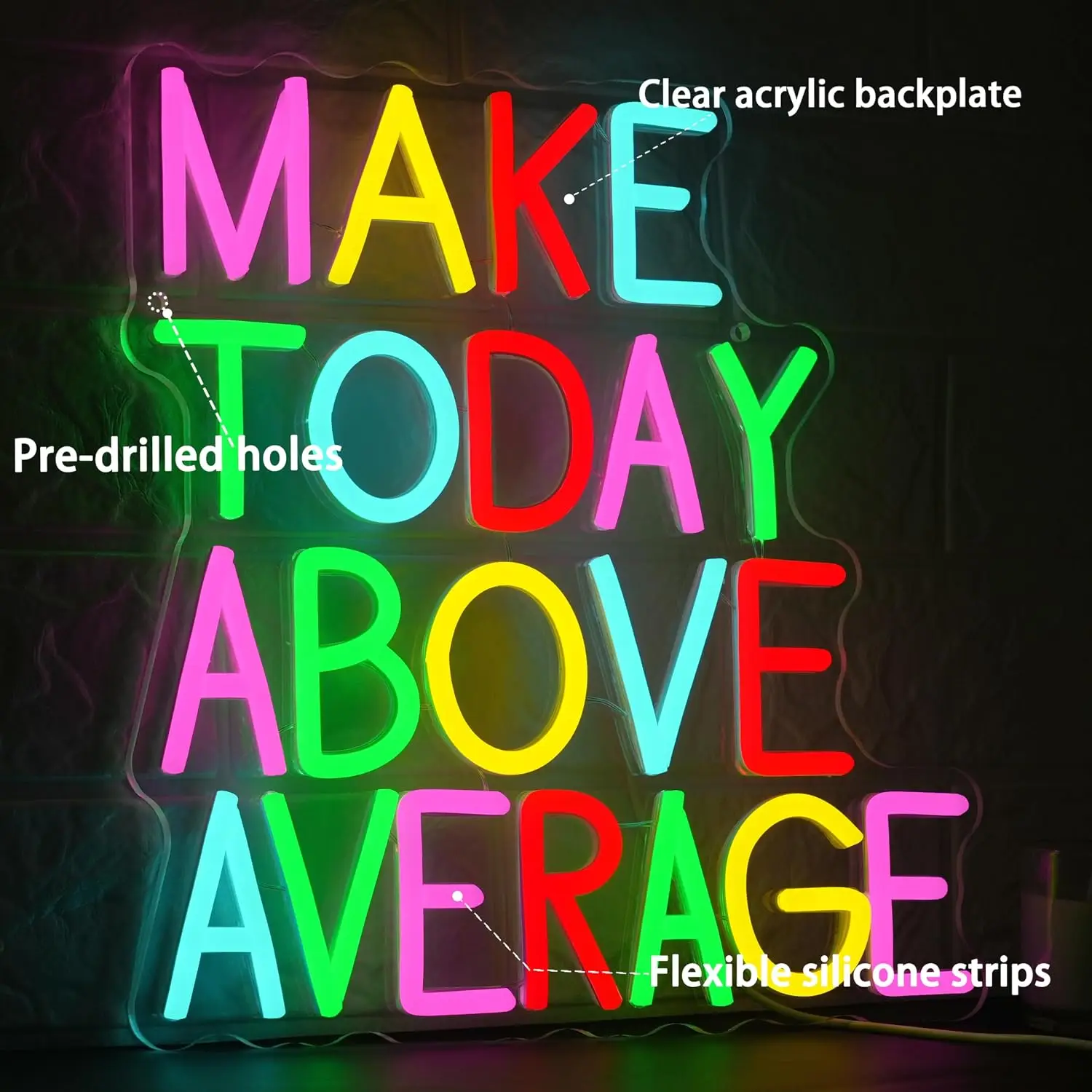 Make Today Above Average LED Neon Sign USB Powered Wall Light Office Classroom Gym Study Room Bedroom Decor Gift Lamp