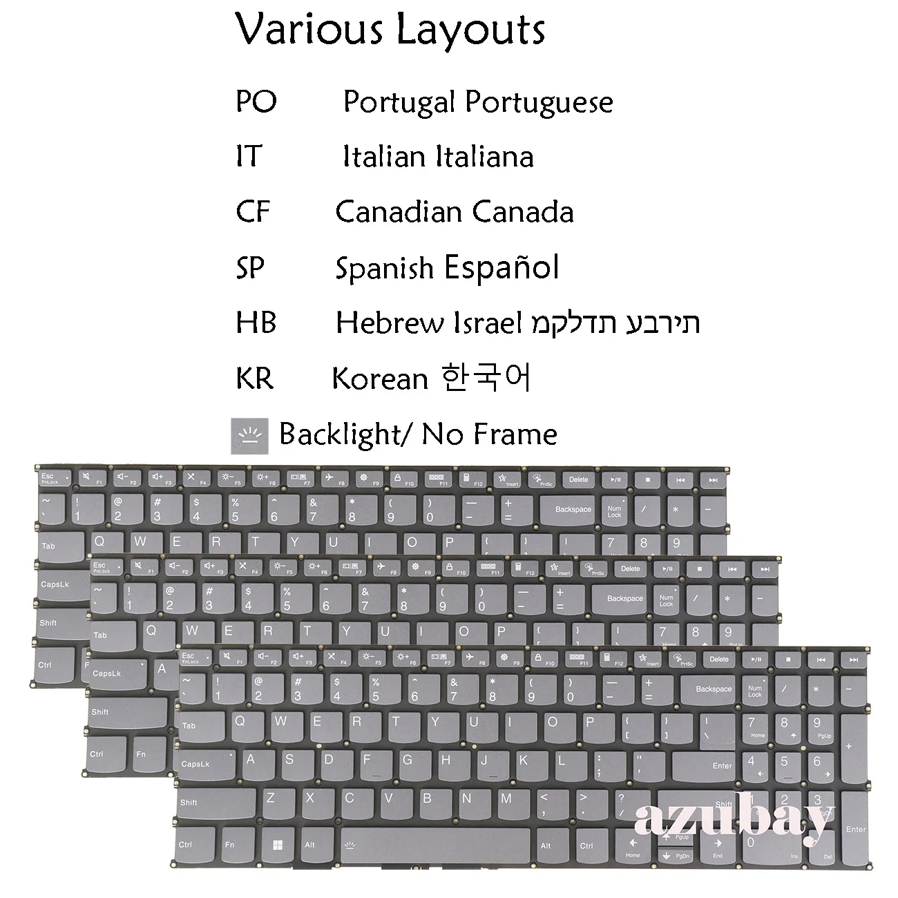 Backlit Keyboard For Lenovo Ideapad 7-15IIL05 7-15ITL05 3-15ADA6 3-15ALC6  Portuguese Italian Korean Canadian Spanish Hebrew