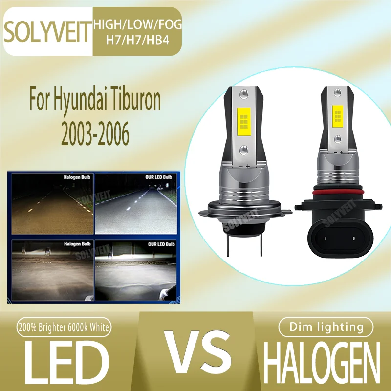 

2/4/6pcs LED Car Light Bulb High Low Fog H7 477 HB4 1-Year Warranty Upgrade FOR Hyundai Tiburon 2003 2004 2005 2006 2007 2006