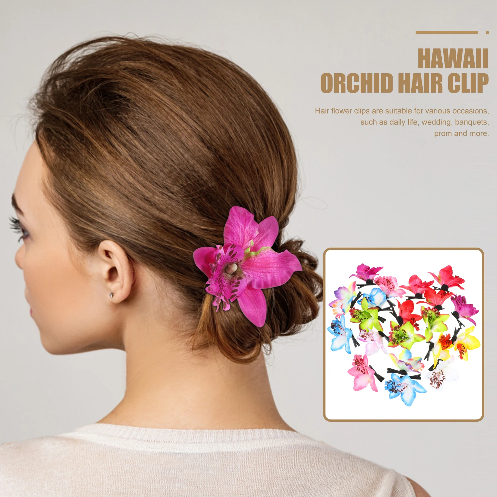 

20 Pcs Artificial chid Flower Hair Clips Barrettes Accessories for Girls Women Bride Prom Wedding Banquet Summer Floral