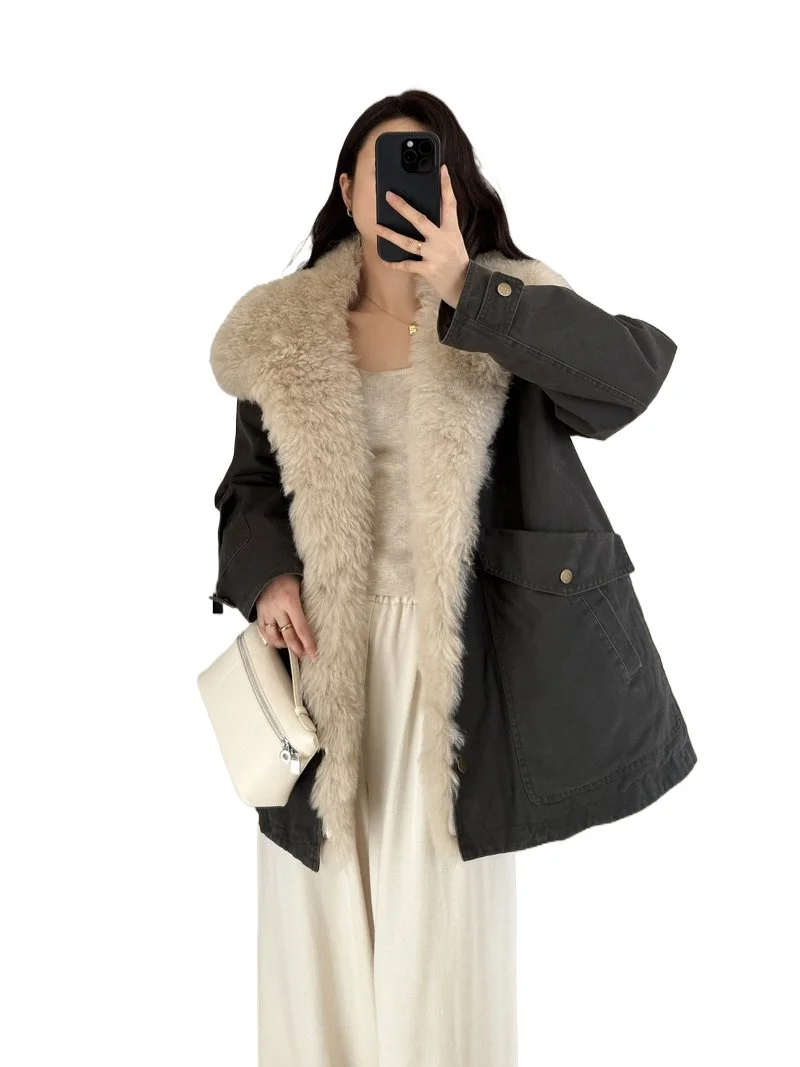 

Зимняя планка Ruth's Same 2022, меховой вовняный воротник Тока, белый гусиный пух, женский пуховик Parker