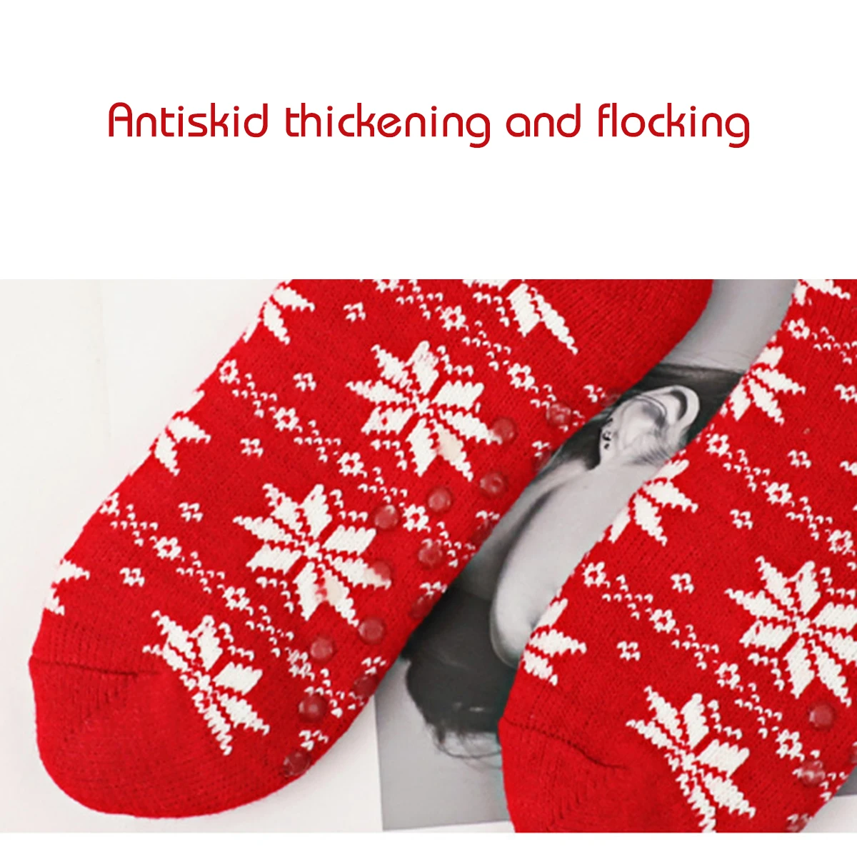 Winter Anti-slip Thickened Christmas Floor Socks Women's Christmas Woolen Socks Nordic Warm Thick Fabric Slippers DN