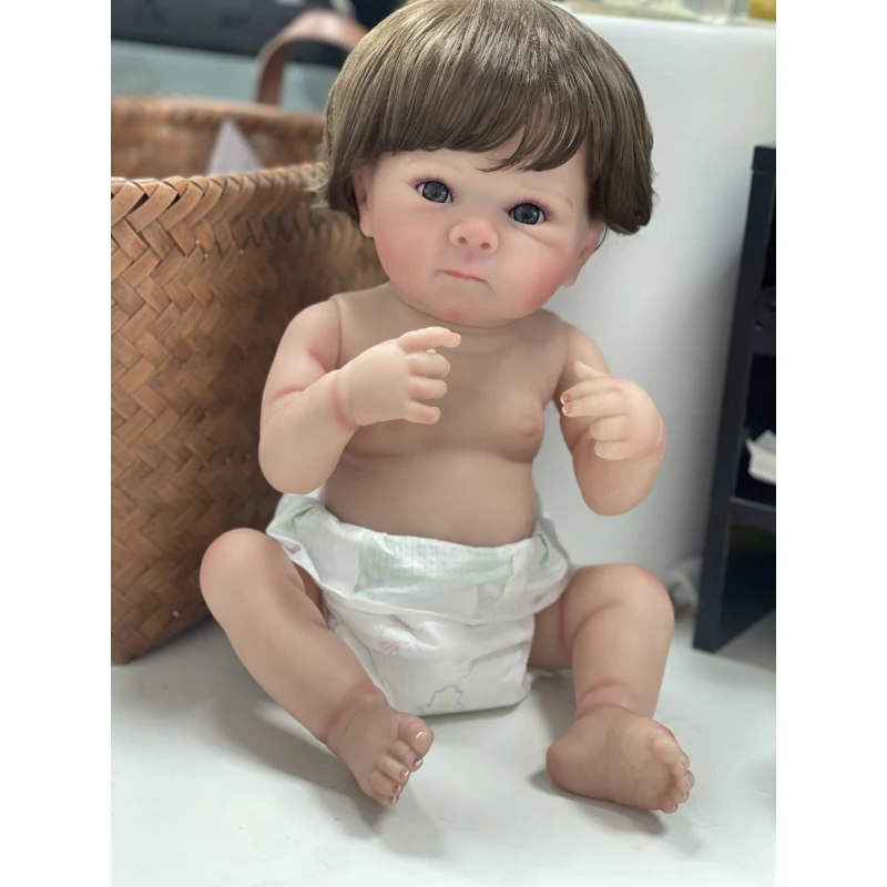 48cm Full Body Vinyl Reborn Baby Doll Bettie Handmade Hand-root Hair vene visibili