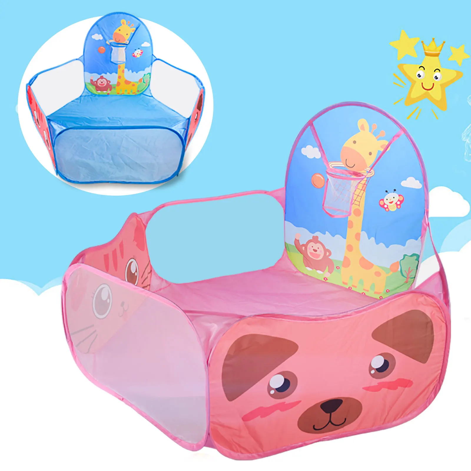 Arc-shaped deer cartoon pattern shooting in the ocean pool for children\'s indoor and outdoor foldable and convenient to carry