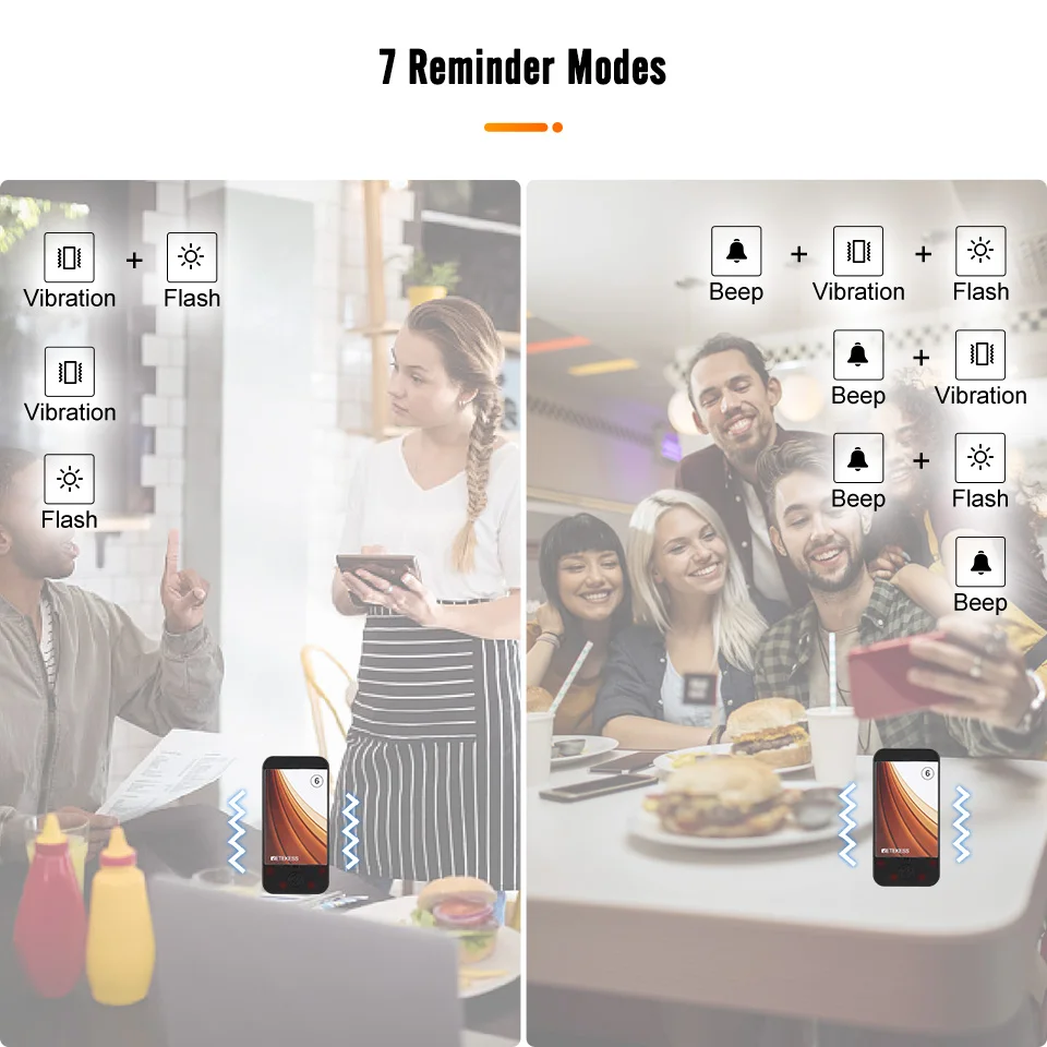 Retekess 1 قطعة كوستر الطنان الصافرة استقبال بنقرة واحدة كتم الصوت ل TD173 مطعم النداء 7 الوضع السريع لشاحنة محكمة الغذاء مقهى