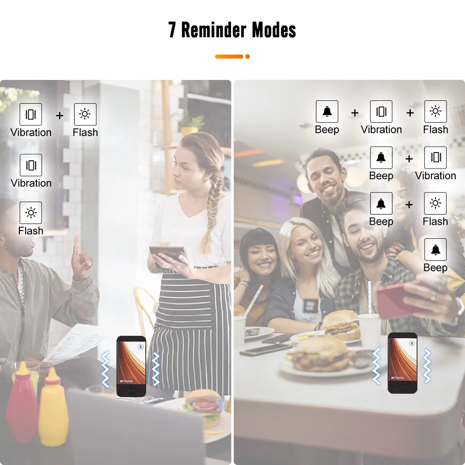 Retekess 10Pcs Coaster Buzzer Beeper Receiver For TD173 Restaurant Pager 7 Prompt Mode For Cafe Food Court Truck Bar Clinic Club