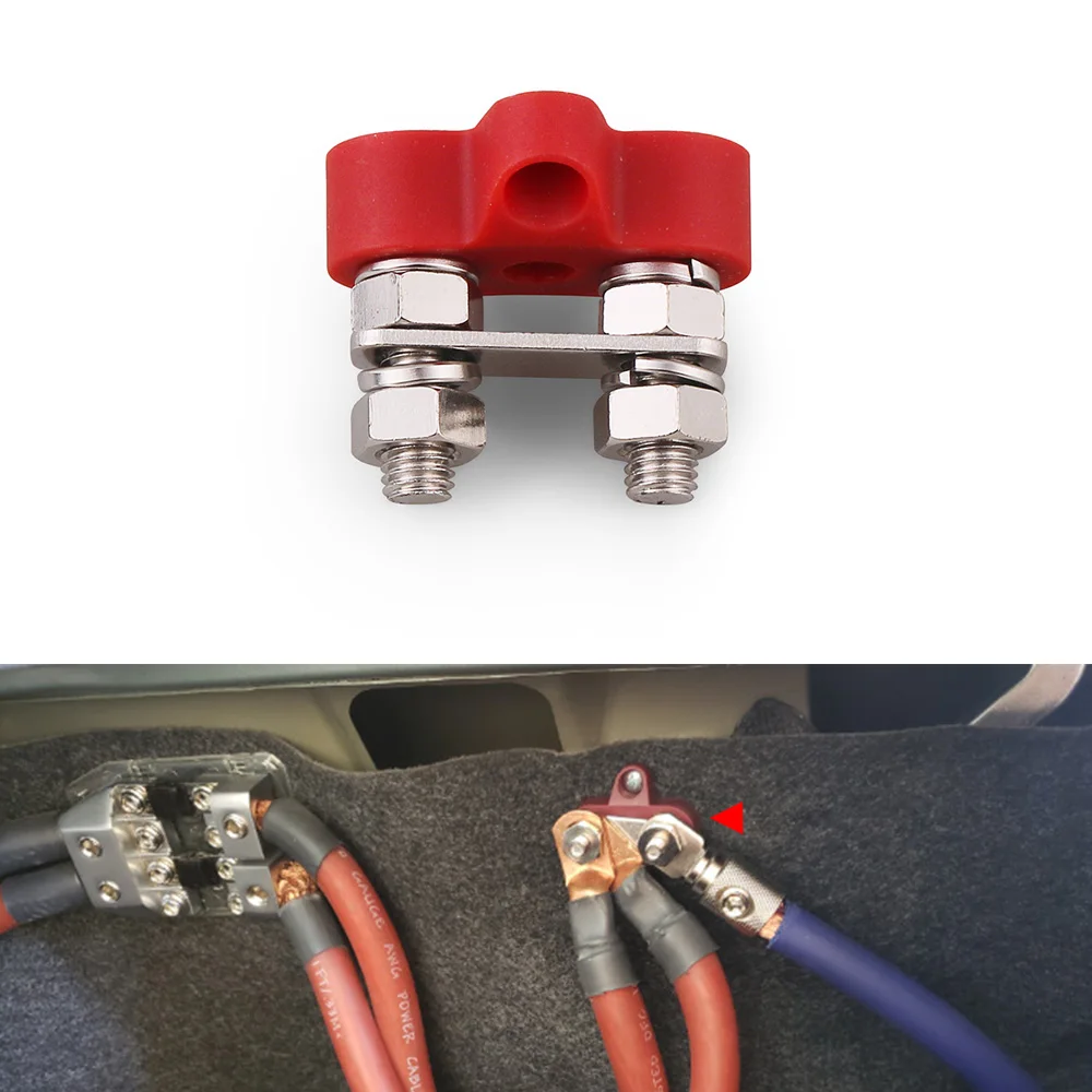 Bus Bar Terminal Block 5/16inch M8 DC 48V Power Junction Block Power Distribution Block Battery Terminal Stud for Truck RV