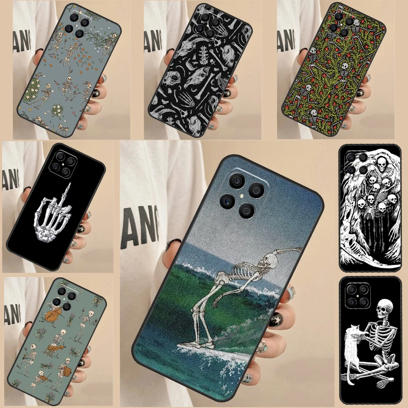 Bones Skeleton Case For Honor 90 Lite 70 50 X8a X9a X7a X6a X7 X8 X9 9X 8X Magic 5 Pro Magic 4 Lite Cover