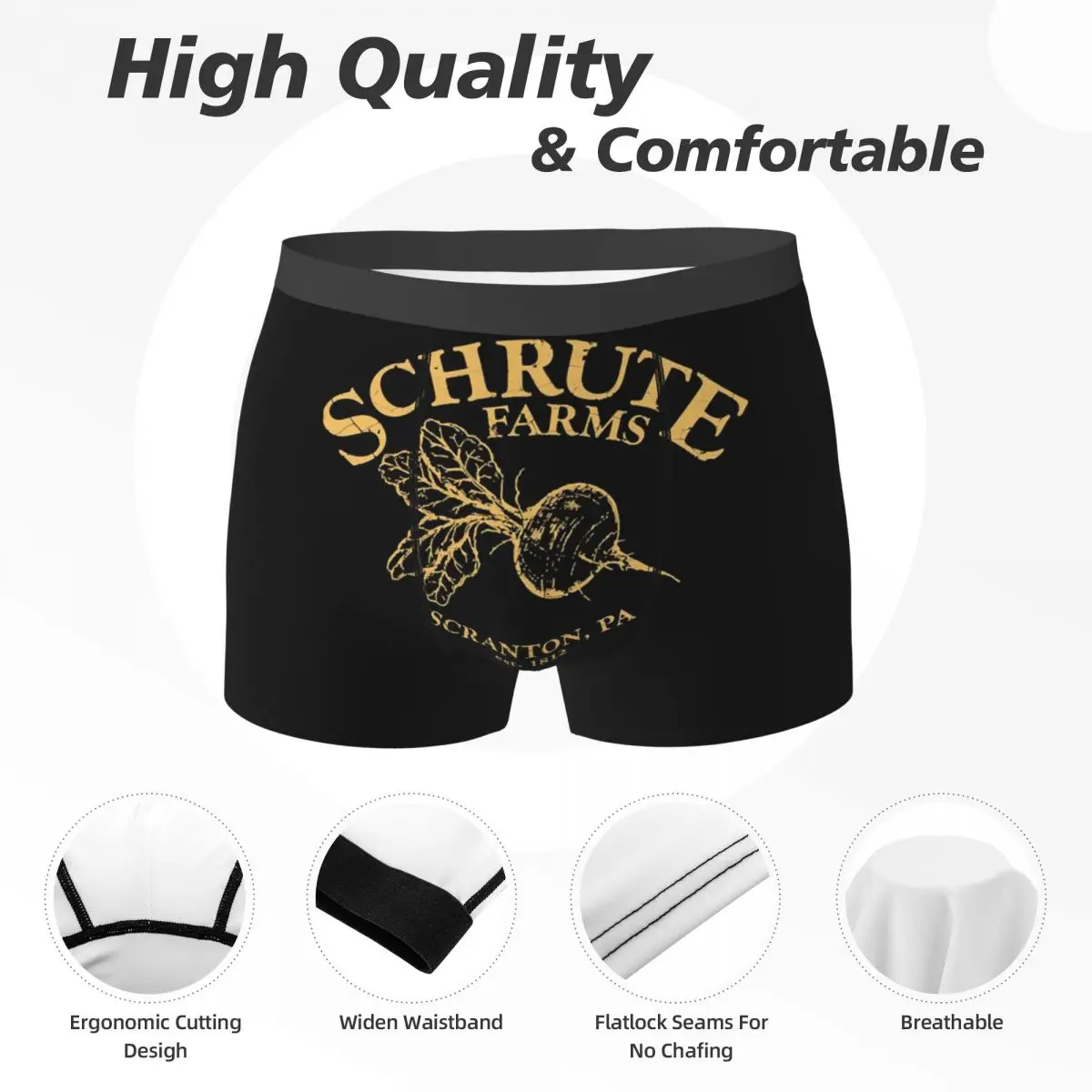 Boxer Underpants Shorts Schrute Farms Panties Men Ventilate Underwear for Homme Man Boyfriend Gift
