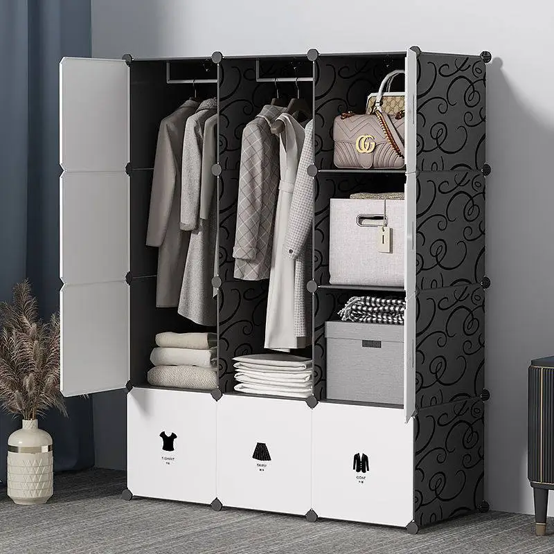 

Clothes Bedroom Wardrobe Organizer Partitions Storage Modern Open Display Cabinet Wardrobe Plastic Guarda Roupa Hotel Furniture