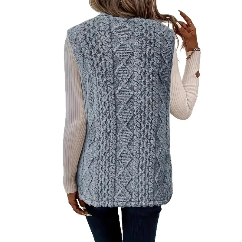 2025 nuevo chaleco informal para mujer, chaqueta de oso de peluche, abrigo de piel de imitación de estilo elegante para mujer