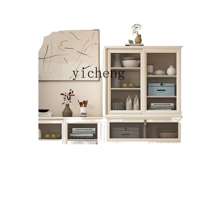 

ZK Living Room Combination Chest of Drawers Cream Style Study Display Cabinet Glass Storage Dining Room Storage Locker