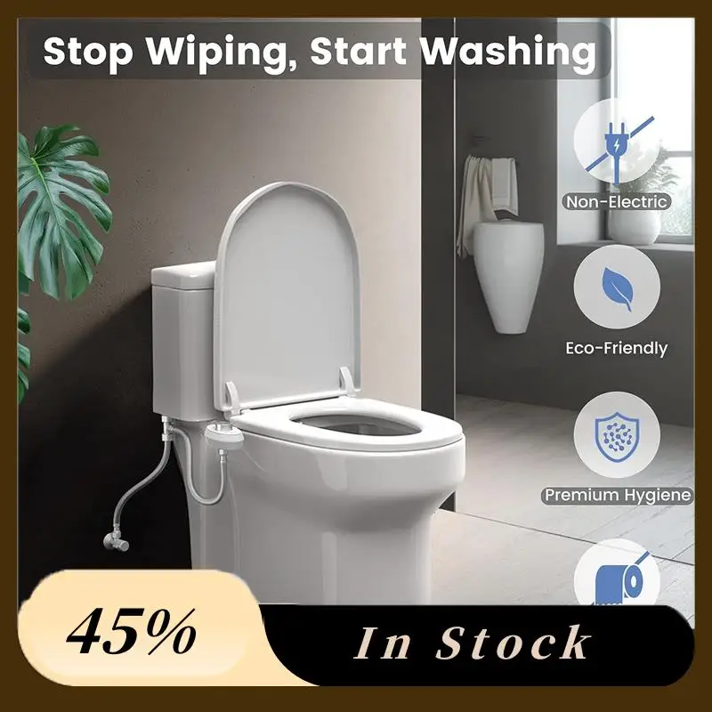

Bidet Sprayer Attachment For Toilet Non-Electric Self-Cleaning Dual Retractable Nozzles Adjustable Water Pressure A Easy Install
