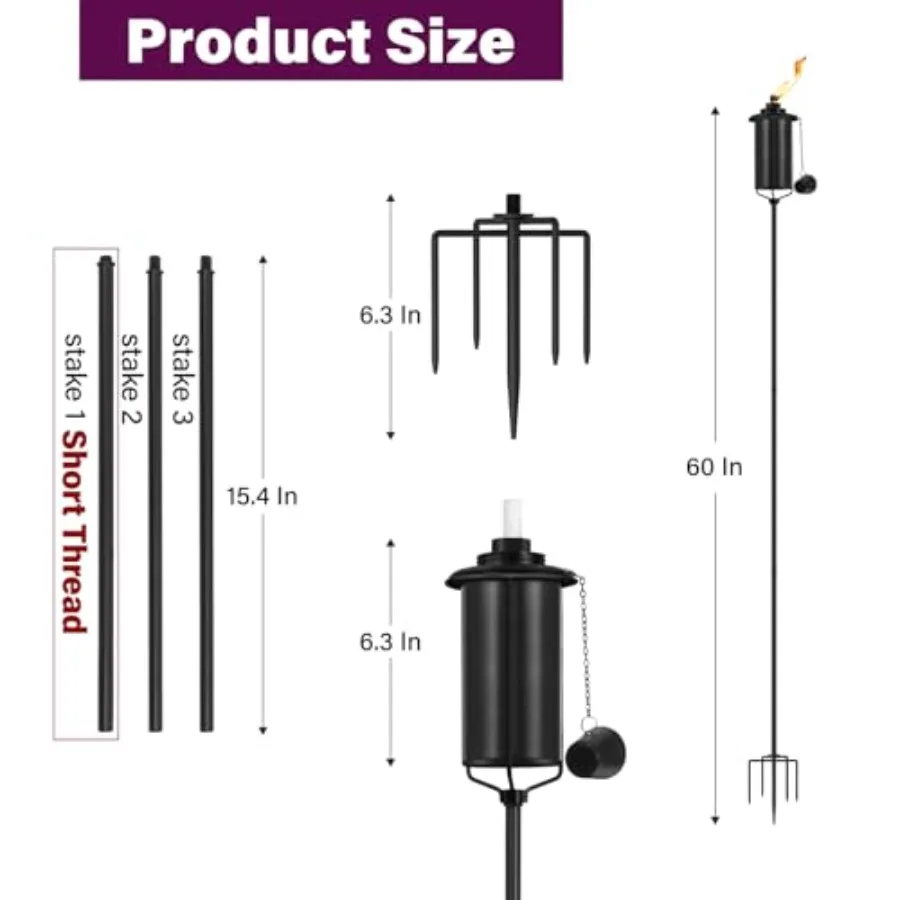 ZSPENG -Pack Garden Metal Torches 0