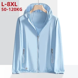 2024 New Upf 50+ Uv Proof Men Skin Coats Hooded Sun Protection Breathable Cool Thin Windbreaker Plus Size Casual Jackets 8xl