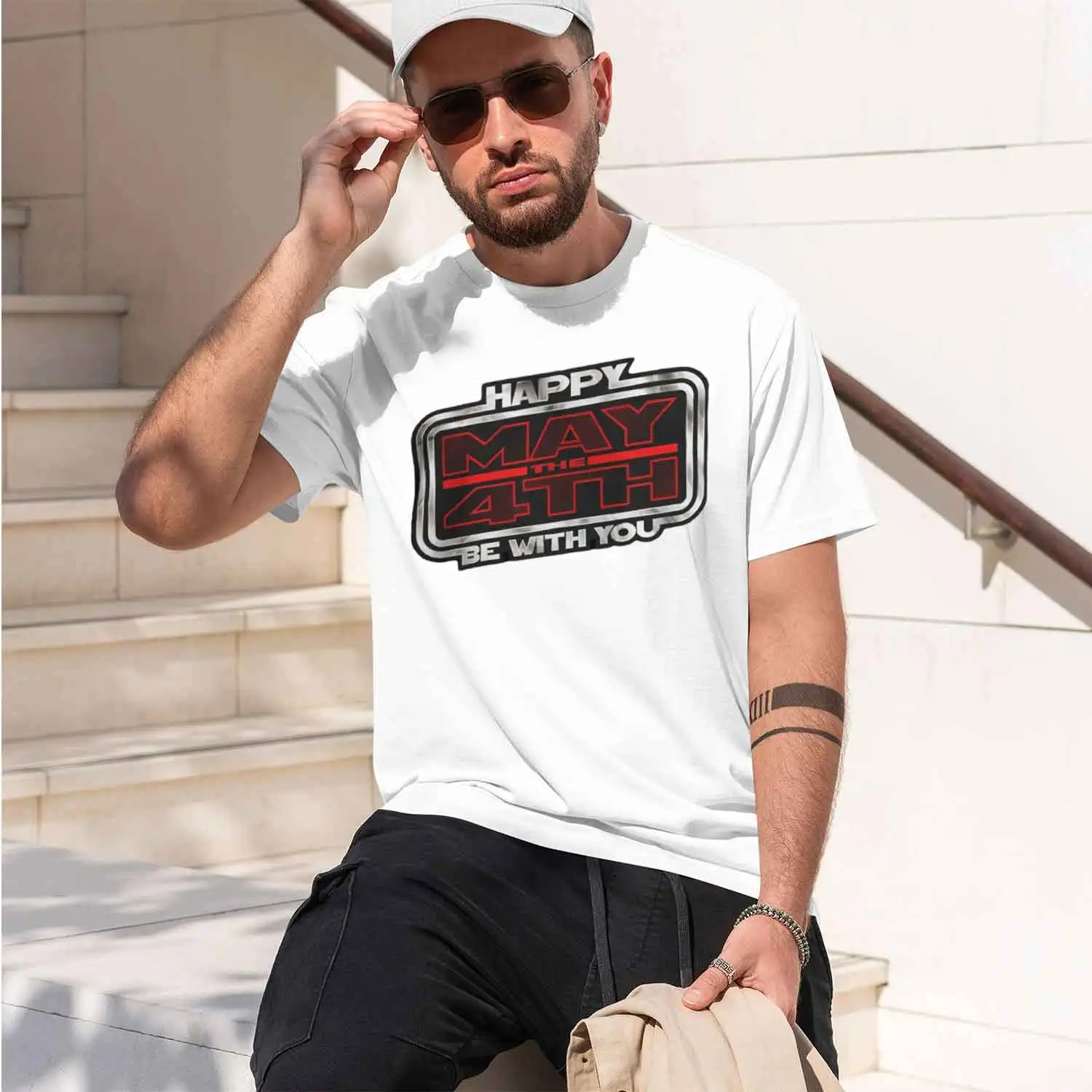 May the Fourth Be With Funny T-Shirt Tees Tops For Men 2026 New Model Men’s Short-sleeve crewneck T-Shirt Classic Casual Multipl