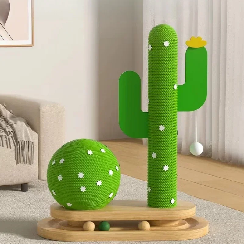 Cactus Ball Grab Pillar Indoor Cat Scratching Column Cactus Crawling Toy Fun Activity For Cats Pet Furniture Decoration Mouse