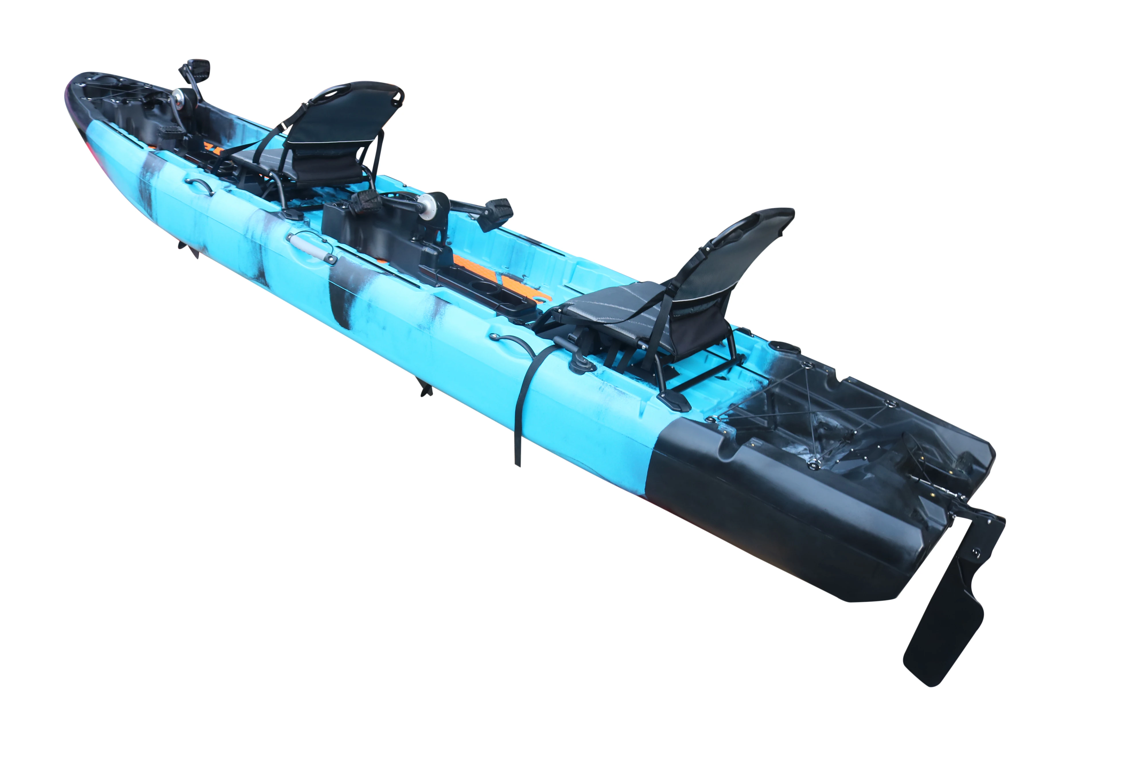 14ft ترادف المحيط دواسة كاياك مقاعد مزدوجة المروحة زعنفة دواسة نظام القيادة التخييم الجلوس على أعلى الصيد الصياد شخصين HDPE