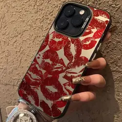 Y2K Original Sexy Kiss Lips Phone Case for Samsung A73 A72 A55 A54 A53 A35 A34 A33 A32 A24 A23 A15 A14 A13 A05 4G 5G Matte Cover