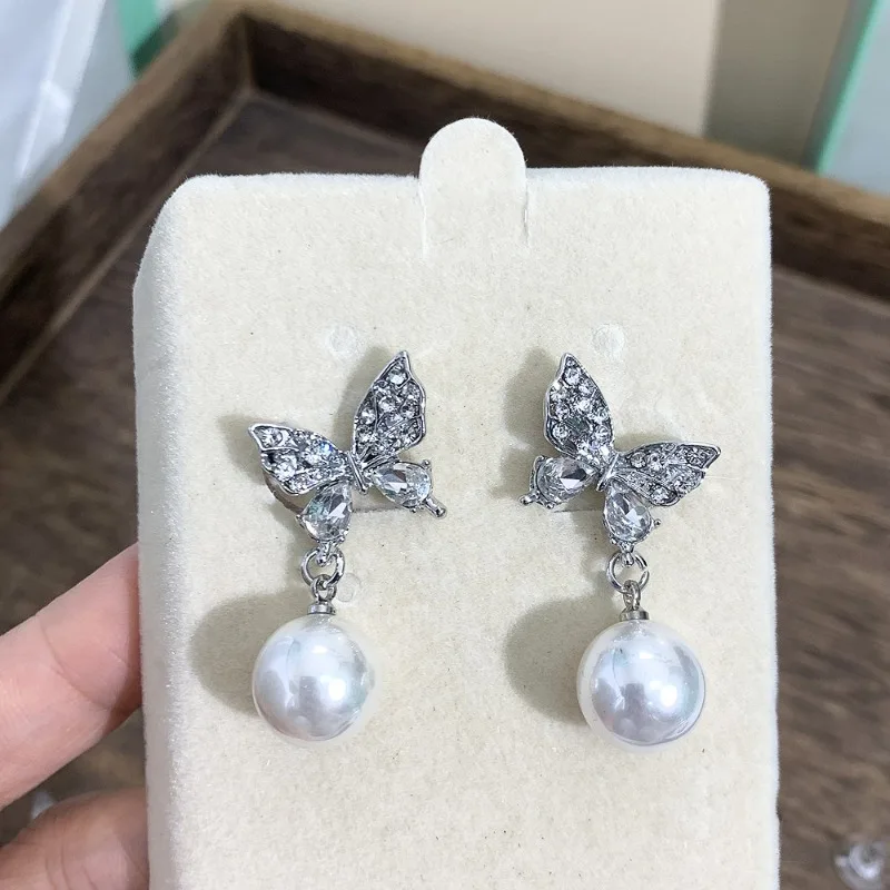 Customized The Bride's Exquisite Rhinestone Pearl Earrings Are Niche and Versatile Wedding Accessories Performance Accessories