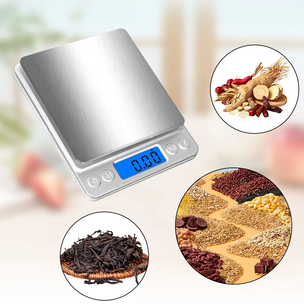 500g 0.01g/3KG 0.1g Weight Digital Electronic Scale LCD Display Mini Digital Jewelry Weighing Scale kitchen Scales Balance
