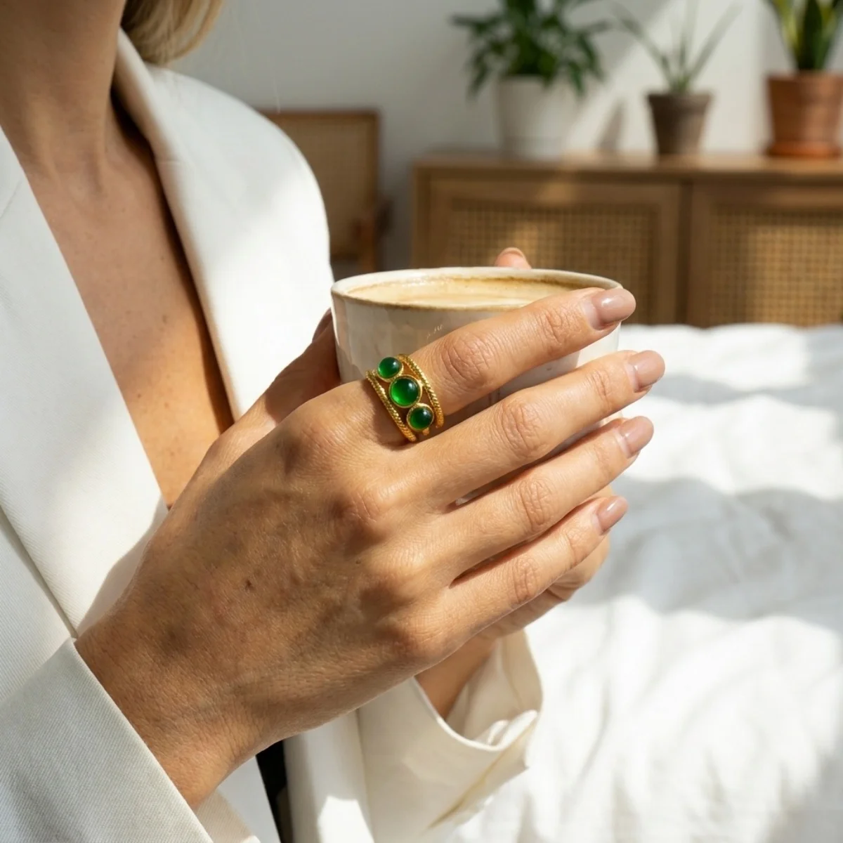 Retro-Ringe mit unregelmäßigem Lava- und Tigerauge-Stein für Damen und Herren, Edelstahl, geometrische Textur, Fingerring, ästhetischer Schmuck – Detail 19