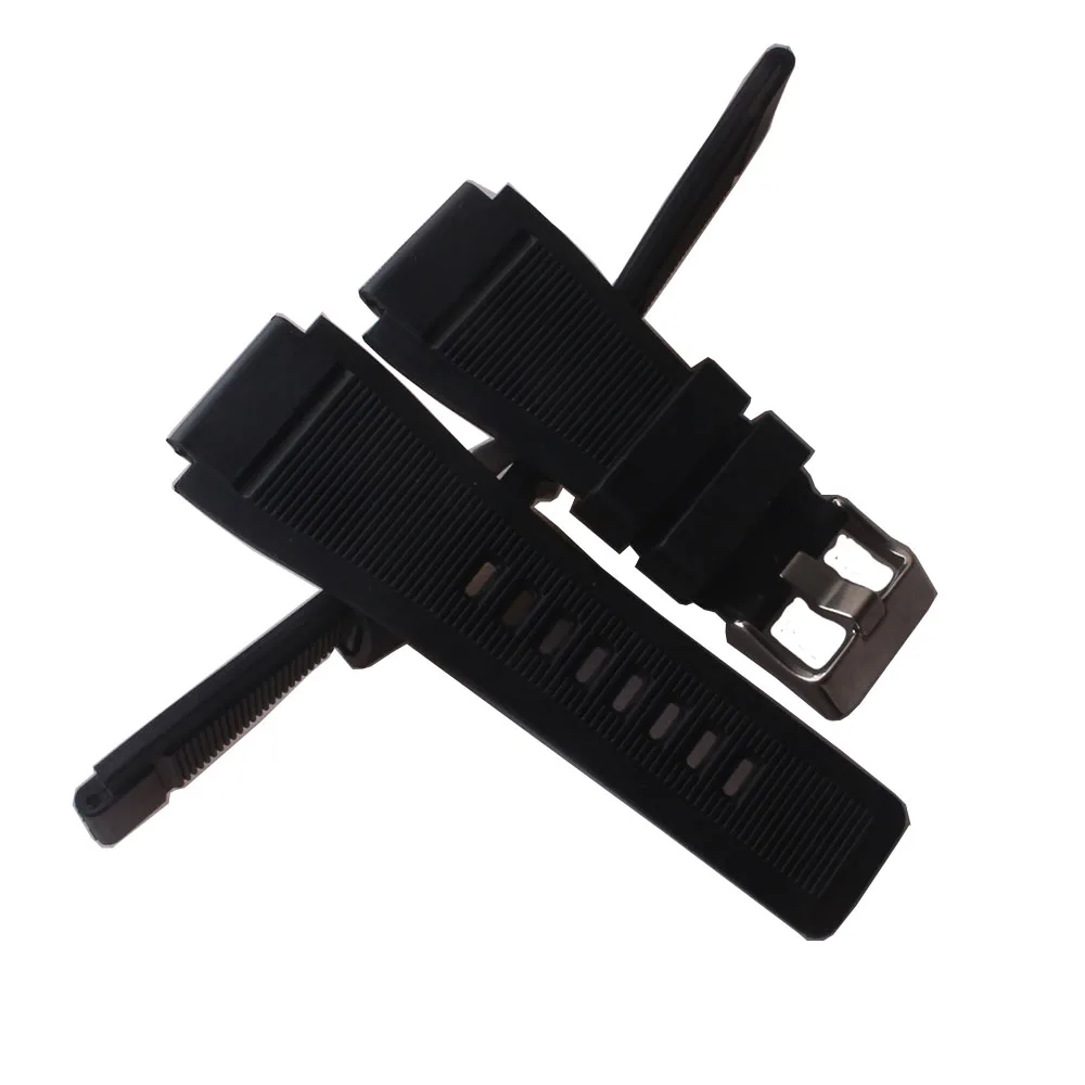 محدب ينتهي سيليكون حزام ساعة مطاطي لسلسلة الجرس BR01 BR03 الرجال حزام الساعات سوار مقاوم للماء حزام روس الأسود 34 العروة 24 مللي متر