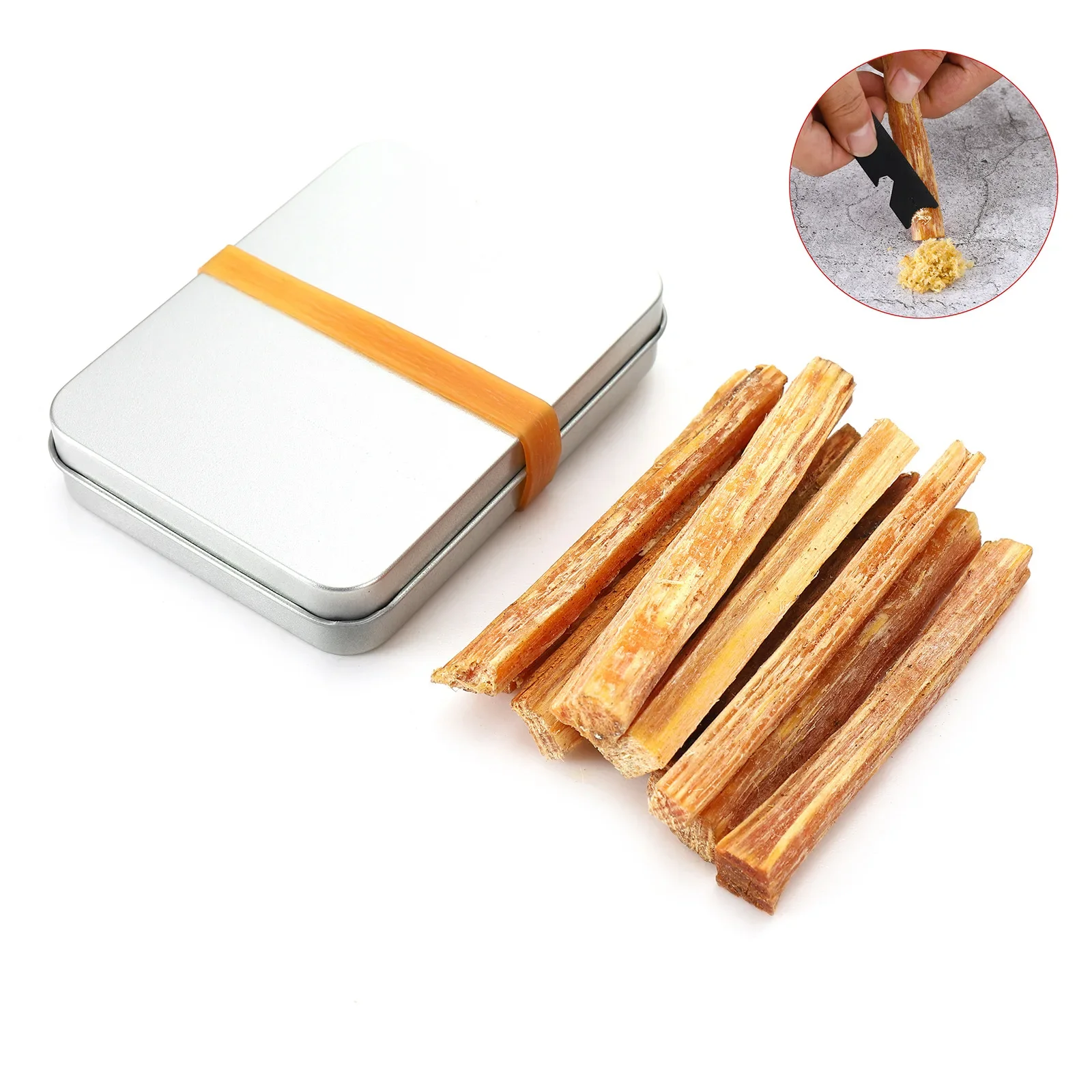 Kit de Bastões de Madeira Fatwood com Caixa, Cortados à Mão para Artesanato DIY, Presentes, Decoração e Kit de Sobrevivência
