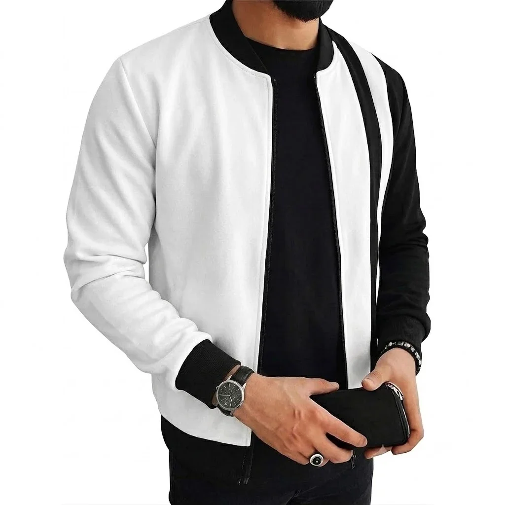 Neue Herren Colorblock Bomberjacke Langarm Vollreißverschluss Sweatshirts Lässige Sportliche Leichte Oberbekleidung Mantel Streetwear Oberteile – Detail 9
