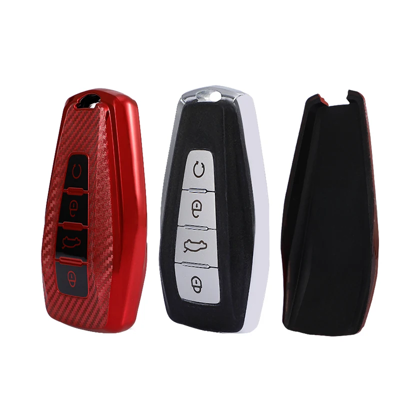 TPU Carbon Fiber Car Smart Key Cover for Geely Coolray Emgrand X7 EX7 2019 2020 Case Bag Shell Fob Holder Keychain Accessories