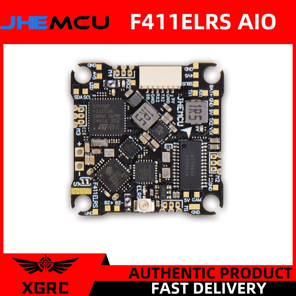 JHEMCU F411ELRS AIO Flight Controller ICM42688-P OSD BLHELI_S 1-2S 12A 4in1 ESC ELRS 2.4G M3,25.5X25.5mm for RC FPV Drone