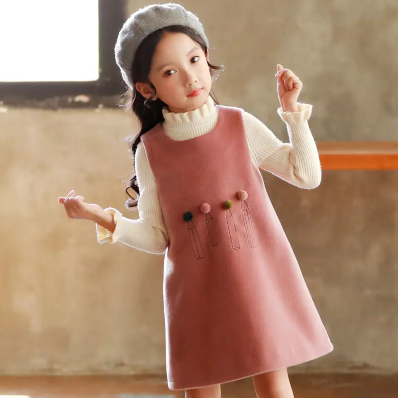 

XED-Girls' Autumn and Winter Dress2025New Little Girl Princess Vest Woolen Skirt Fashionable Children's Mink Velvet Skirt