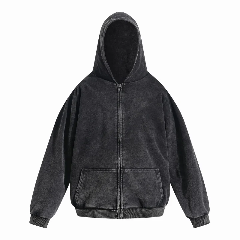 Heavy Industrial Washed YZY Black Vintage Hoodie New KANYE Zip Mens Womens Double Double Cotton Hoodies