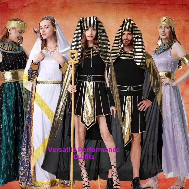 

Halloween Pharaoh Queen Costume Long Robe Women's Ethnic Fashion Stage Performance Gown Traditional Hanfu Autumn 2024