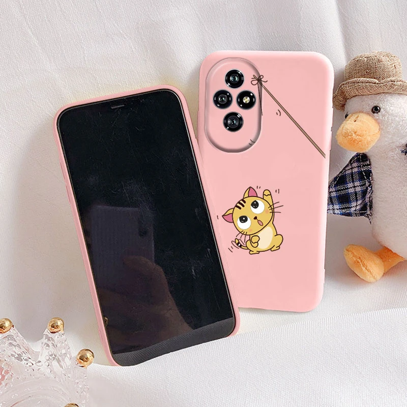For Honor 200 Case Honor200 Phone Cover Popular Flower Lovely Cartoon Cat Soft Silicone TPU Funda For Honor 200 Protector Bumper