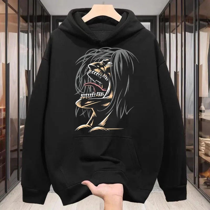 

Атака на гигантских осенние и зимние толстовки, свободный повседневный топ с длинными рукавами для пар в стиле Харадзюку Y2k