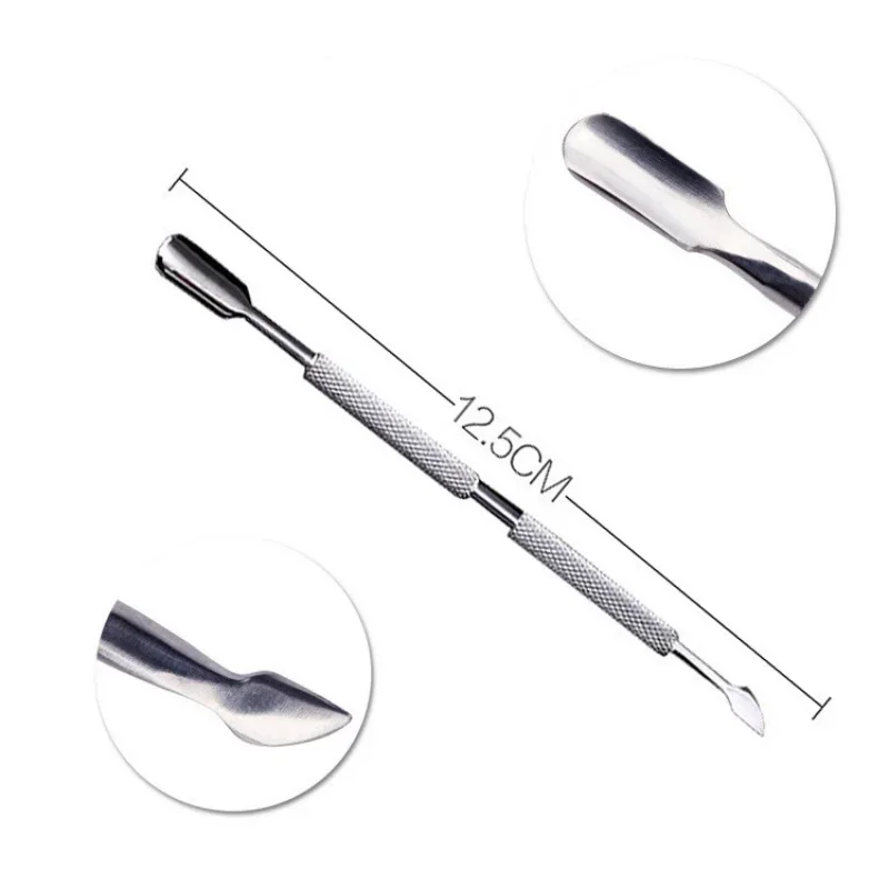 Aço inoxidável Double-Ended Nails Push Lift Nail Remover, Manicure Ferramenta, Beleza Nail Push, Trim Nail Tool