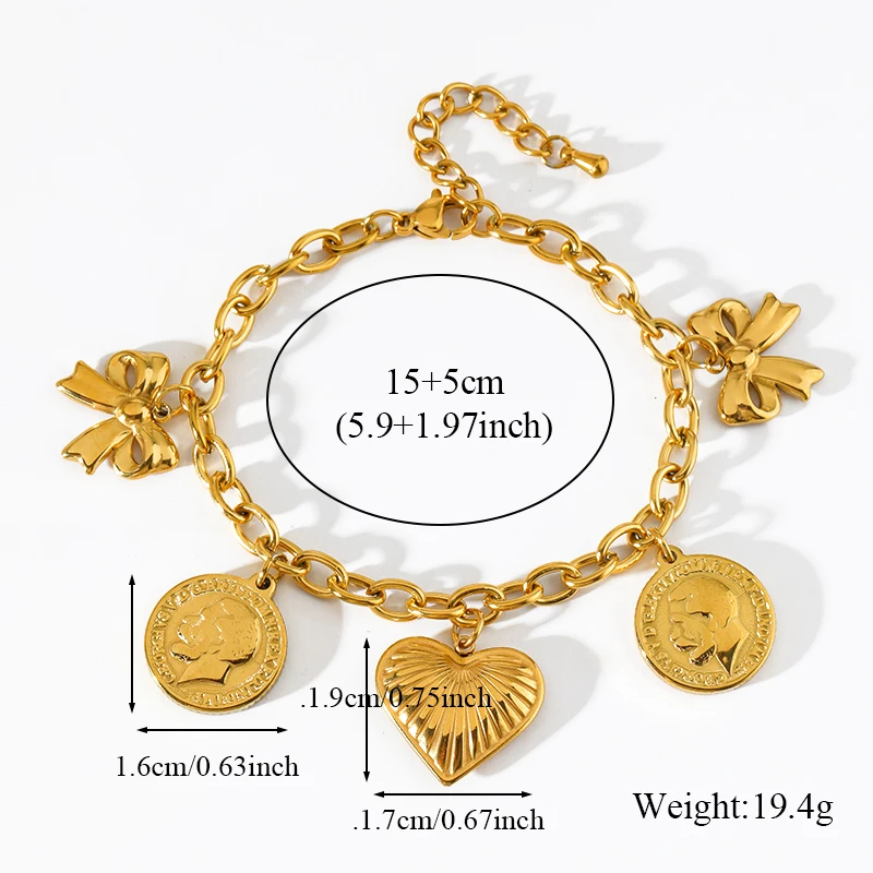 GANPUP 316L Edelstahl Metall Goldfarben Mondperlen Armband Armreif Textur-Schmuck Trendige Handgelenkskette für Frauen Neues Geschenk – Detail 19