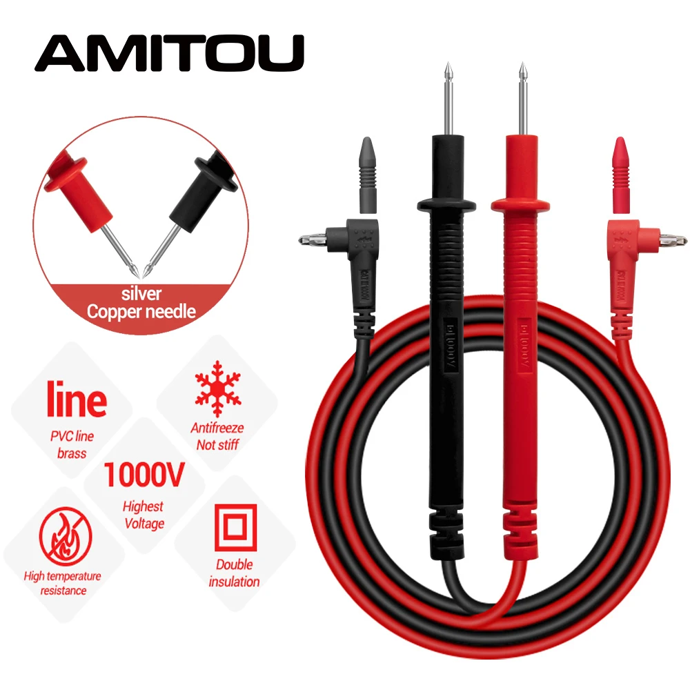 AMITOU PVC Test Leads for Digital Profesional Multimeter Voltage Tester Line Multimeter Cable Electrician Tools Accessories