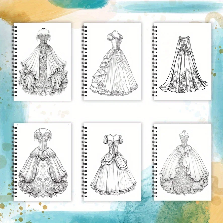 Hermoso libro para colorear Dress - 8,3 x 11,2 pulgadas 32 páginas - Relajación y alivio del estrés, gran regalo para familiares o amigos