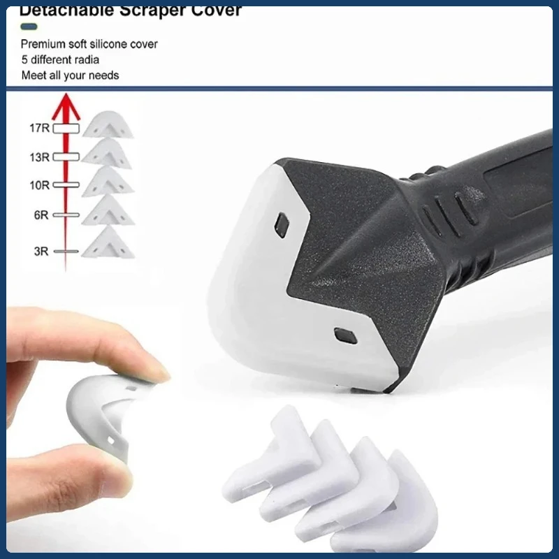 Alat Sekop Logam 5 in 1 Baru: Spatula Silikon, Penghilang Dempul, Penghilang Serpihan, Pemoles Sealant & Pengikis Sudut